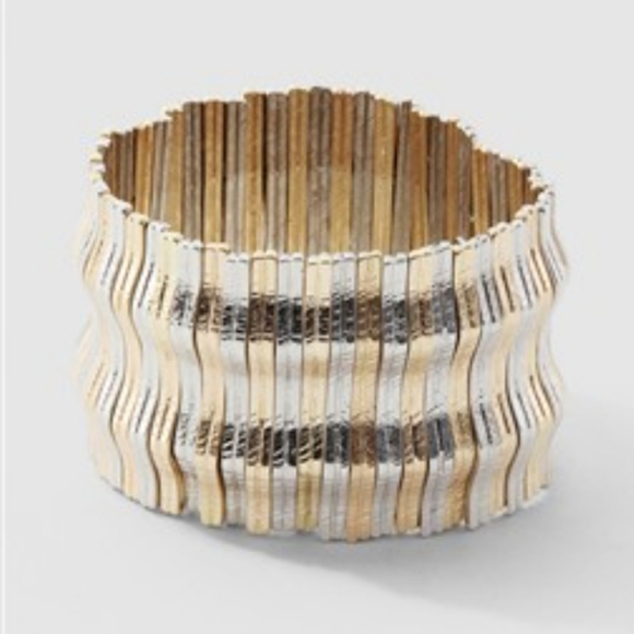 NWT CHICO'S MIXED METALS GOLD SILVER TONE STRETCH CUFF BRACELET - Picture 1 of 6